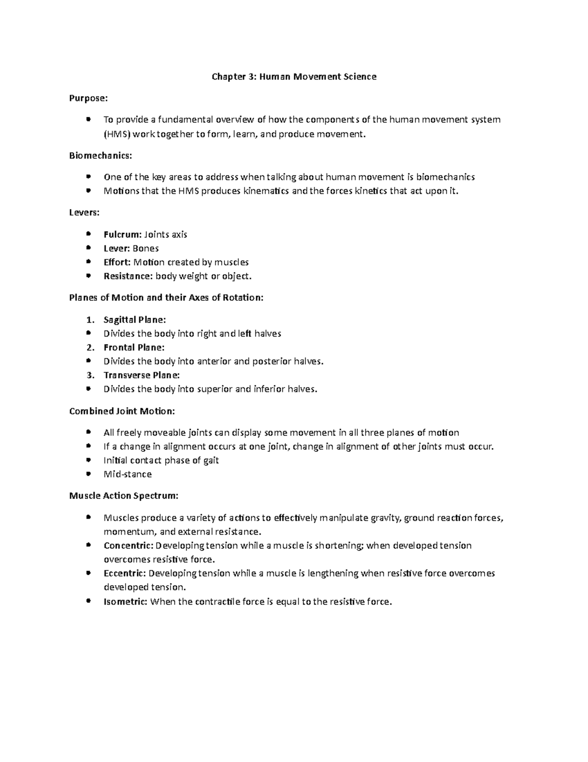 Chapter 3 Human Movement Science - Chapter 3: Human Movement Science ...