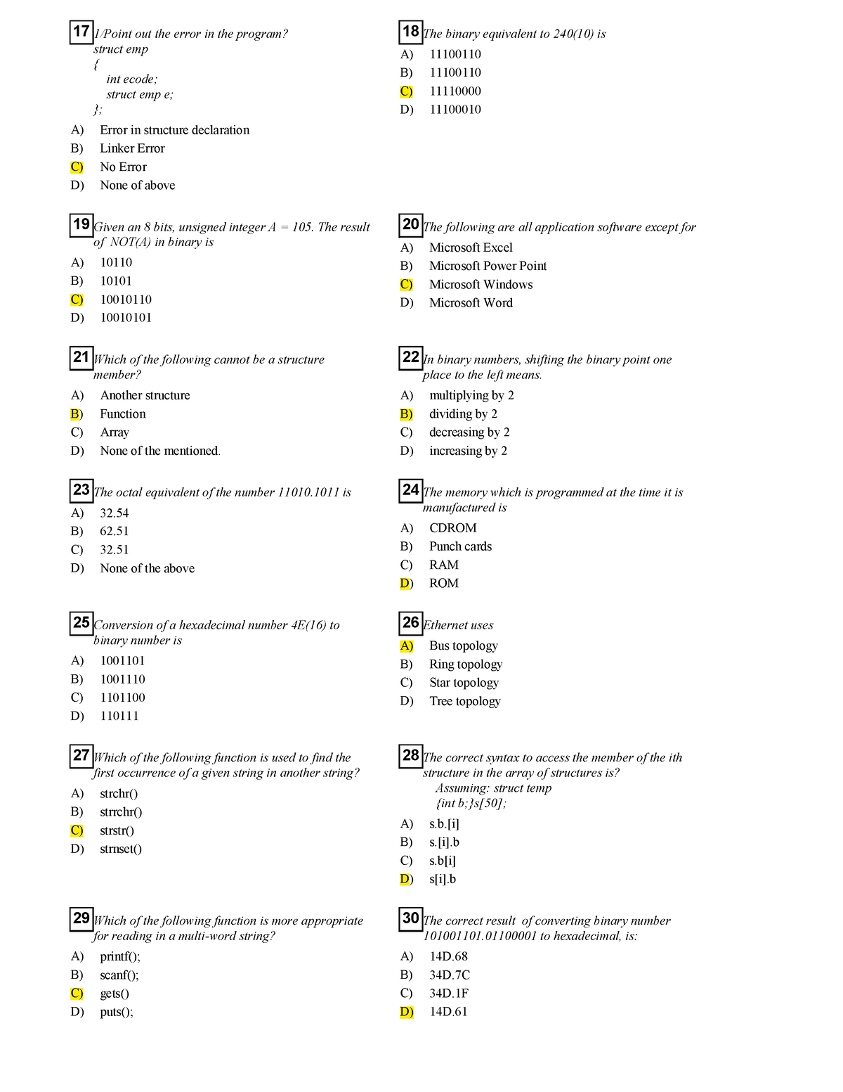 Sample MCQ - mcq - 1/Point out the error in the program? struct emp ...