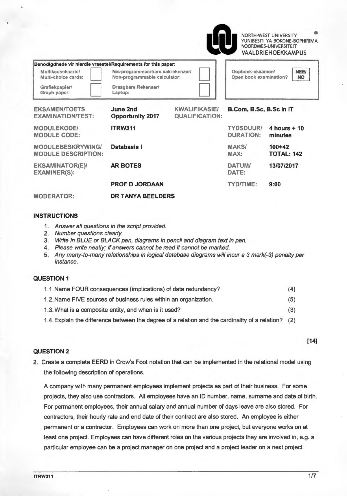 Exam2ndopp Jun 17 - Second Opportunity Exam for year 2017. No memo ...