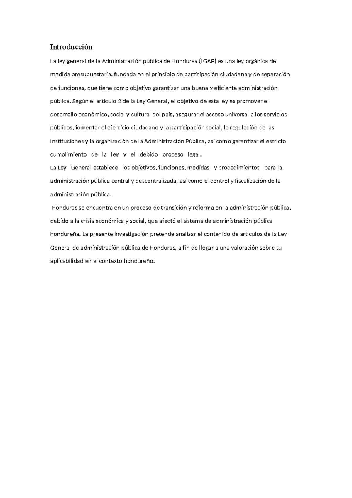 Introducción - resumen - Introducción La ley general de la ...