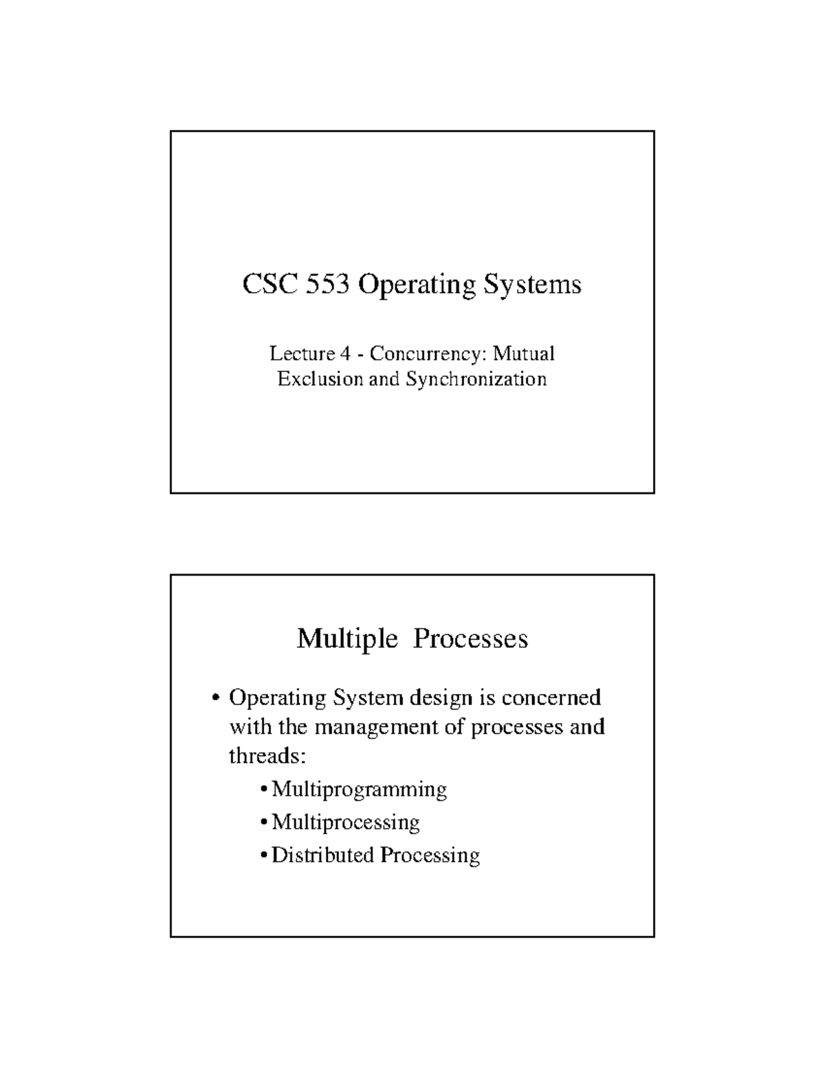 Lecture 4 - Concurrency: Mutual Exclusion And Synchronization - Csc 553 