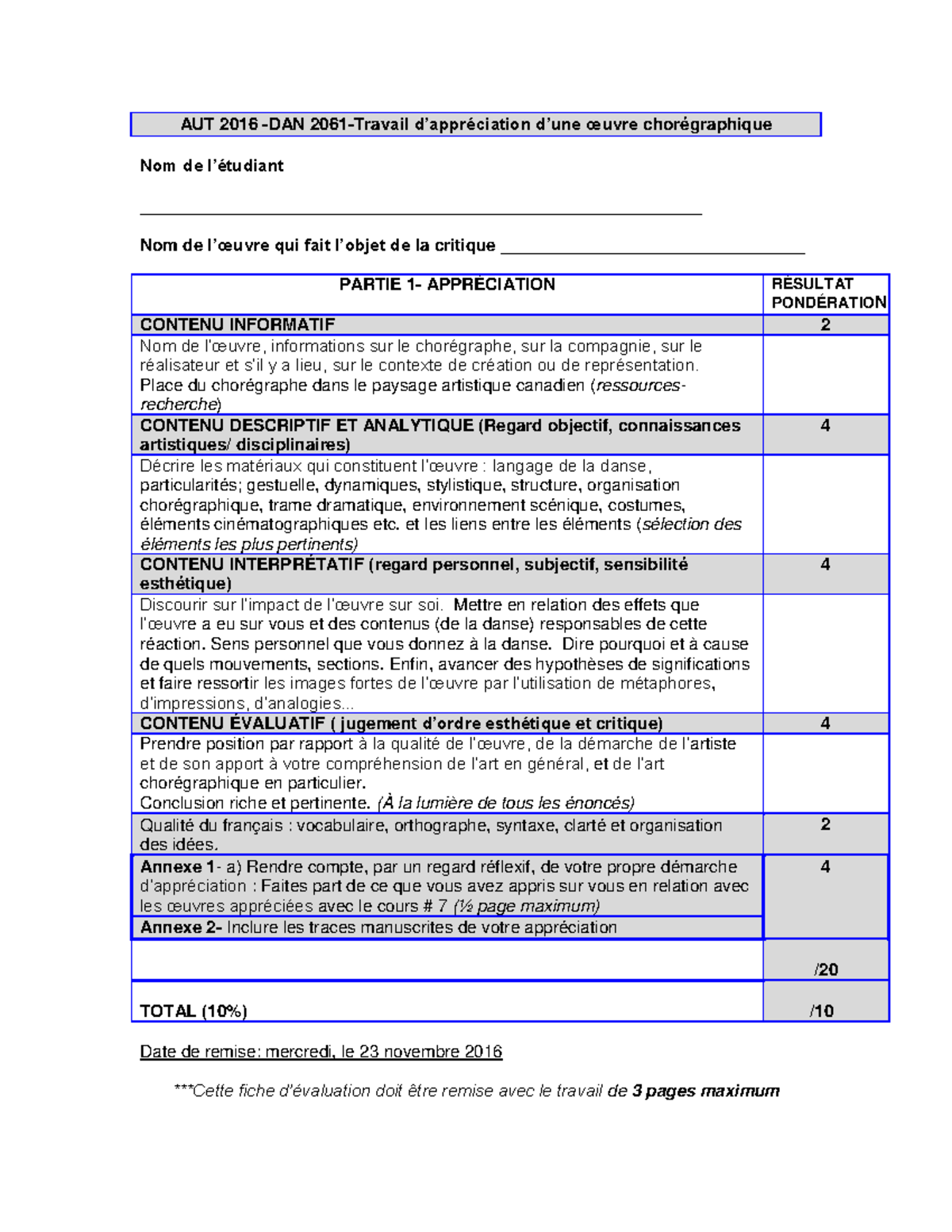AUT 16 DAN 2061 Grille pour apprécier - AUT 2016 -DAN 2061-Travail d ...