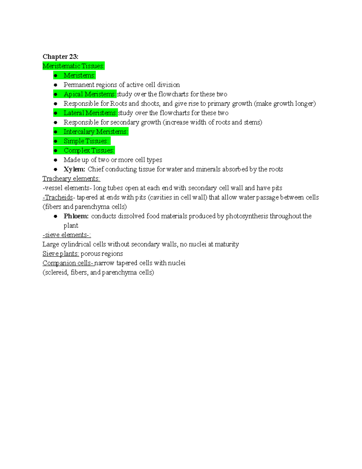 Botany Exam two set of chapter outline points - Chapter 23 ...