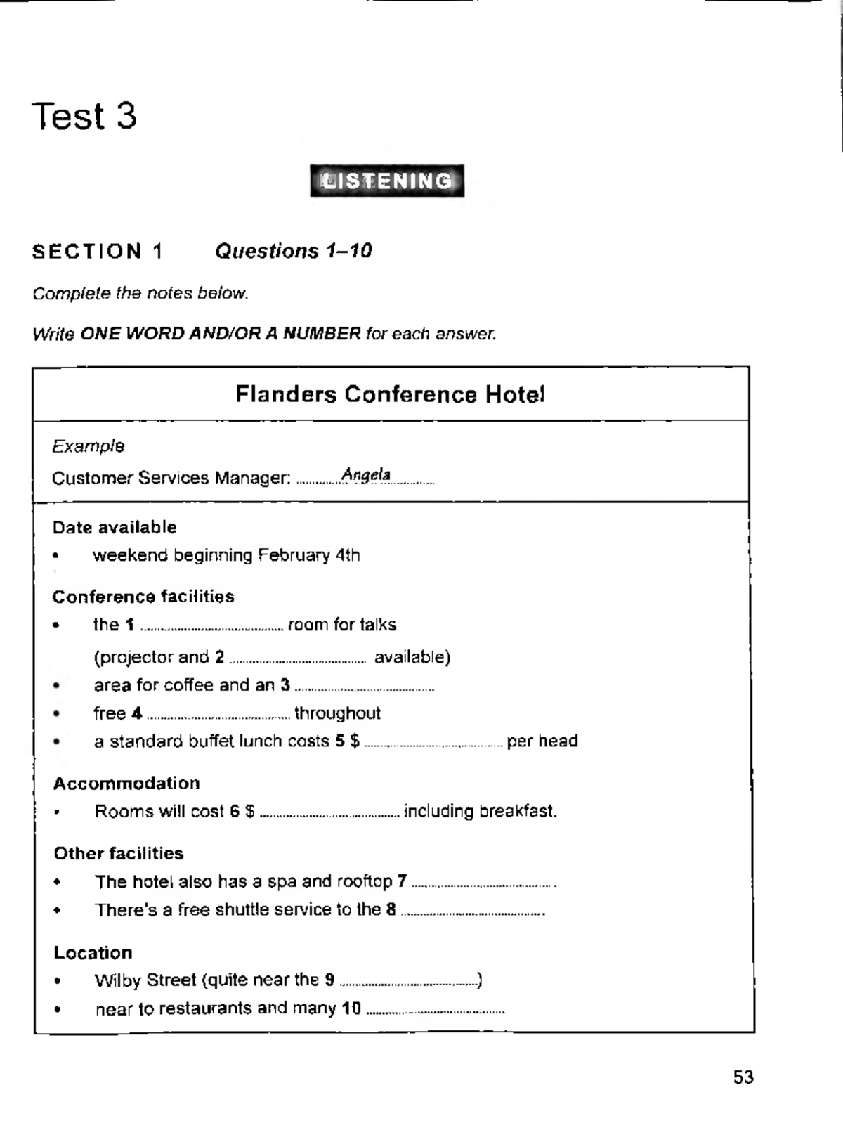 Ielts 14 T3 Listening - Test SECTION 1 Questions 1- Complete the notes ...