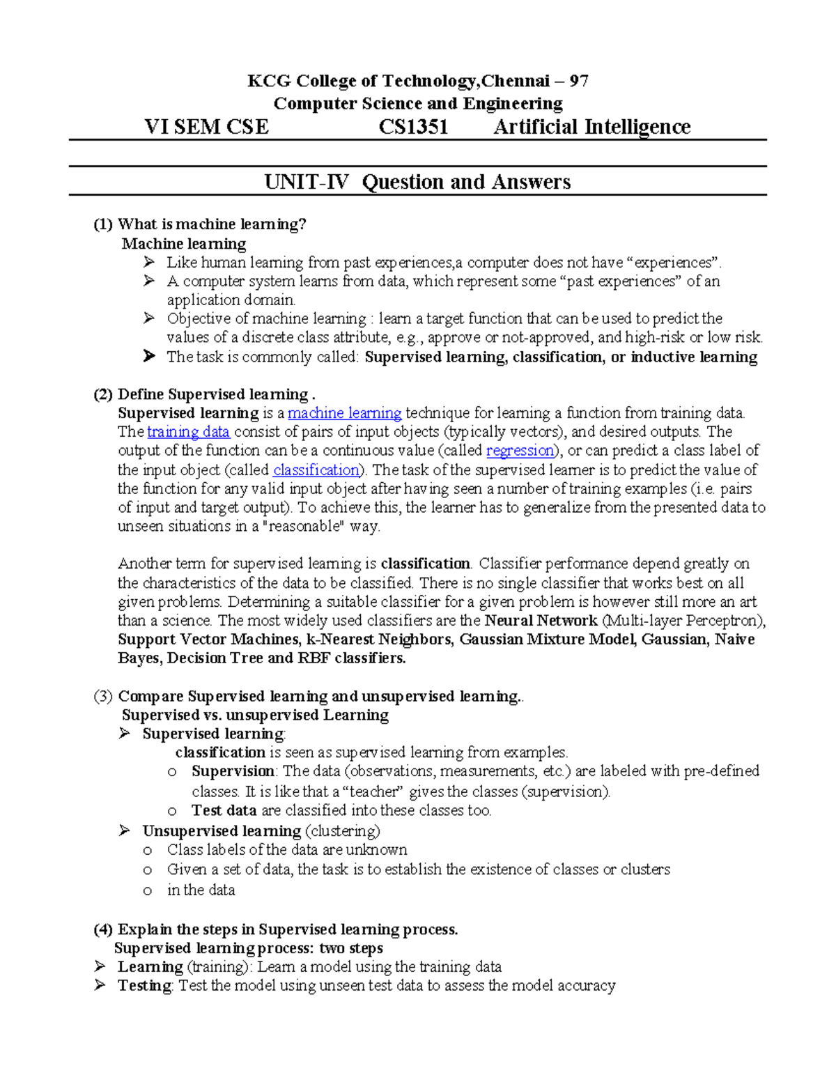 UNIT 4 AI 1351 - KCG College of Technology,Chennai – 97 Computer ...