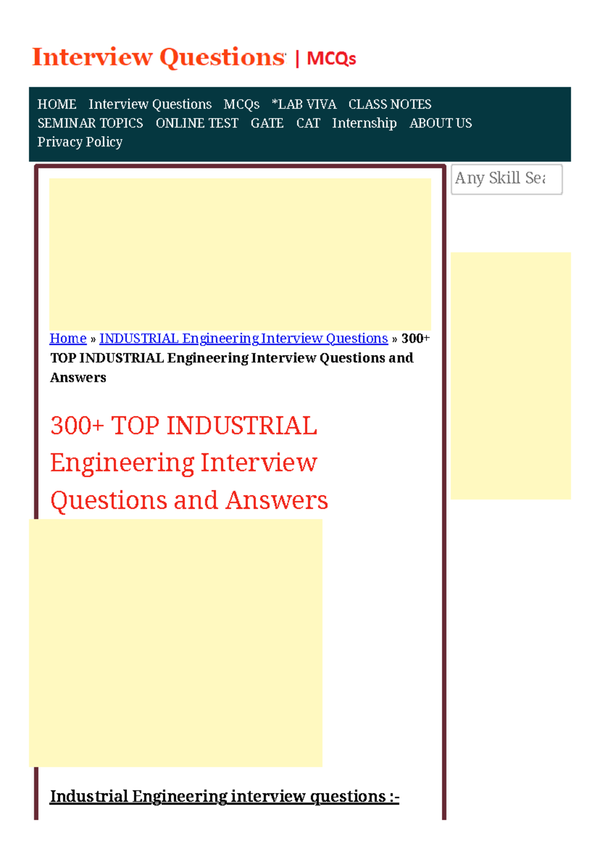 300+ TOP Industrial Engineering Interview Questions and Answers Home