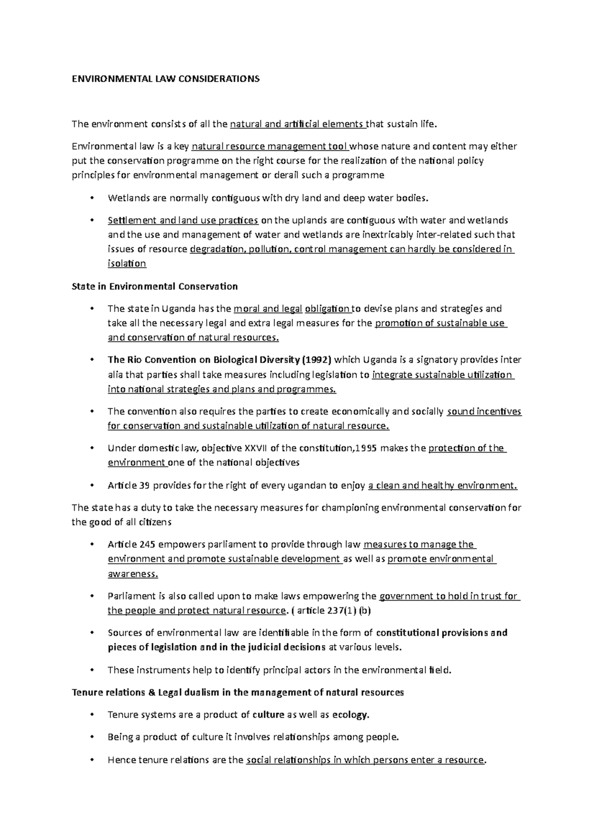 Environmental LAW Considerations - ENVIRONMENTAL LAW CONSIDERATIONS The ...