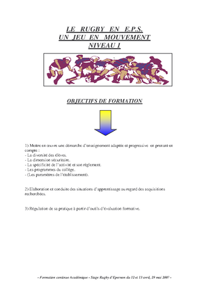 A Et T - Analyse Et Traitement Didactique RUGBY Définition : Sport ...