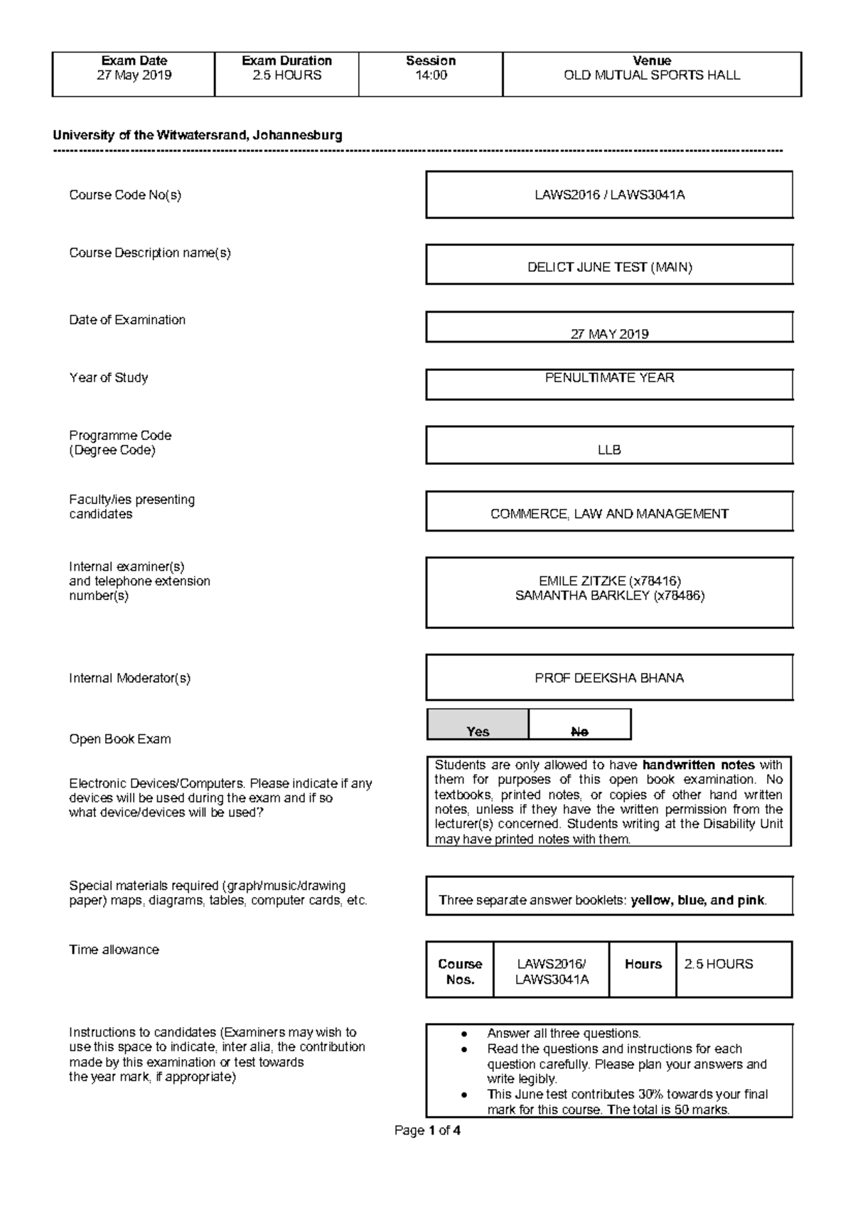 Test June 2019 exam type with questions only - Warning: TT: undefined ...