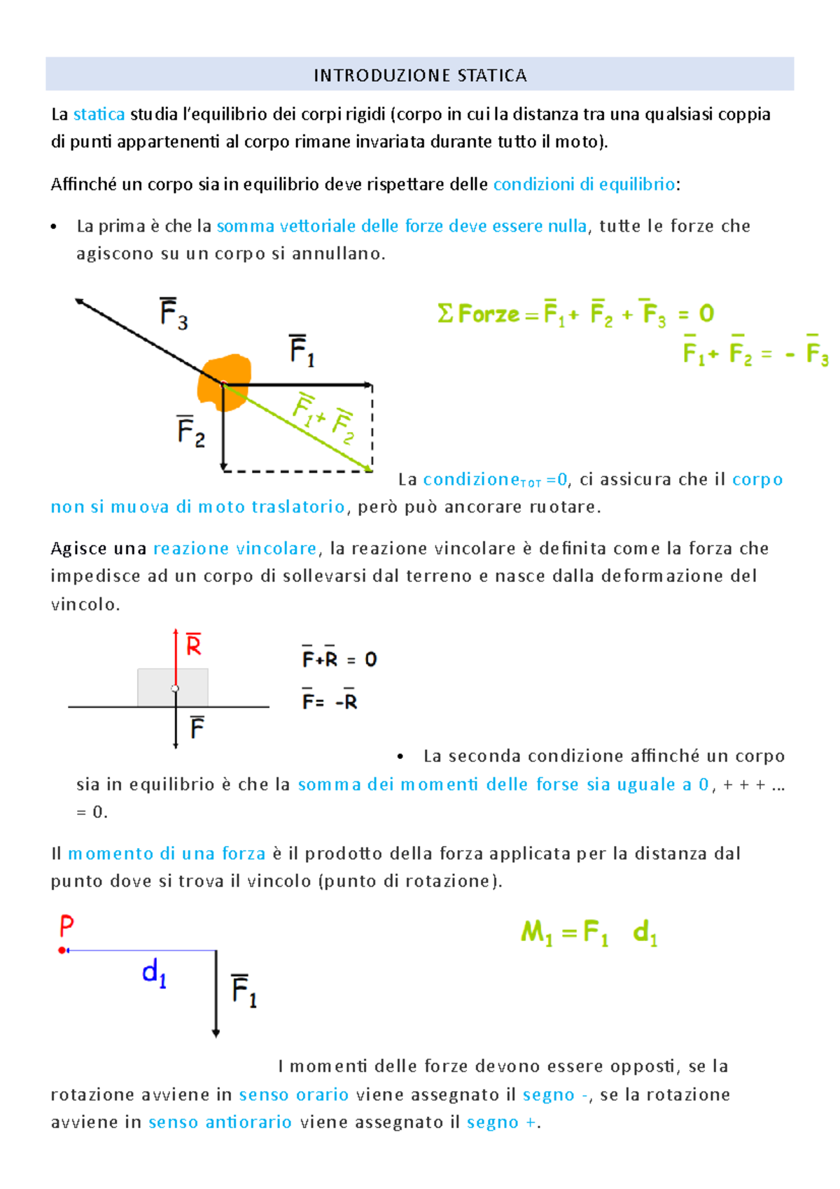 Leve - Spiegazione Leve - INTRODUZIONE STATICA La Statica Studia L ...