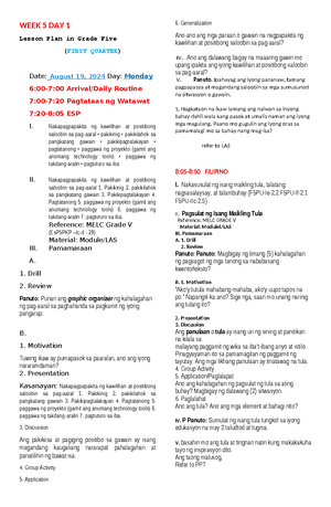 Lesson PLAN FOR Grade 11 Reading AND Writing - LESSON PLAN FOR GRADE 11 ...