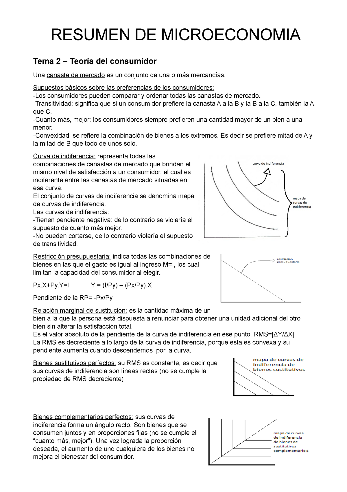 Resumen De Microeconomia - RESUMEN DE MICROECONOMIA Tema 2 – Teoría Del ...