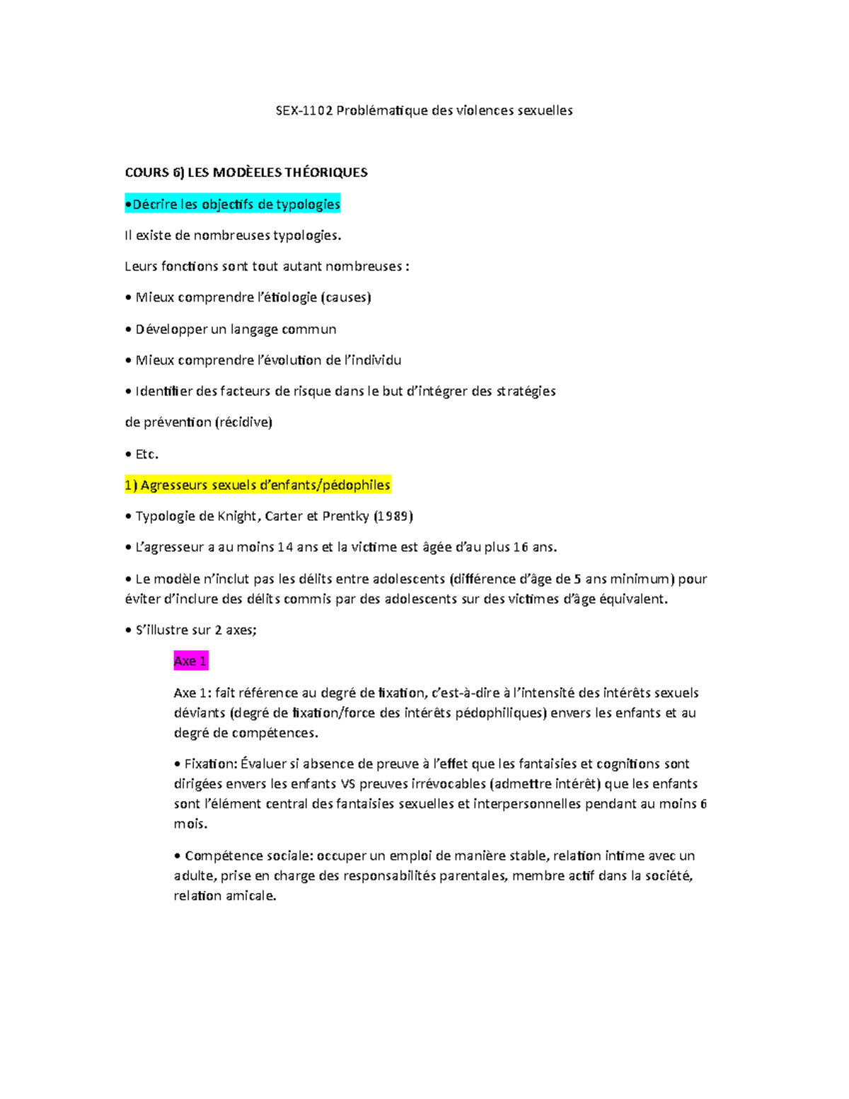 Sex 1102 Cours 6 Sex 1102 Problématique Des Violences Sexuelles Cours 6 Les ModÈeles