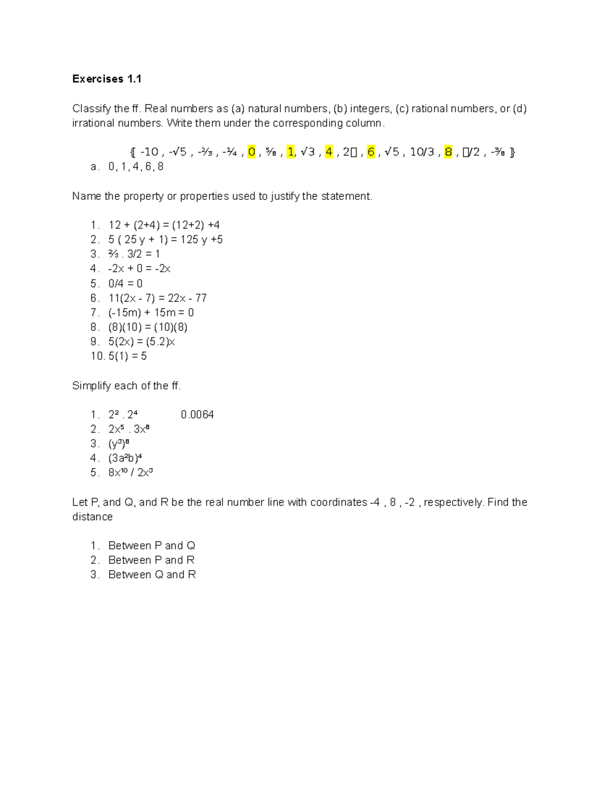 Exercises 123 for Accounting - Exercises 1. Classify the ff. Real ...