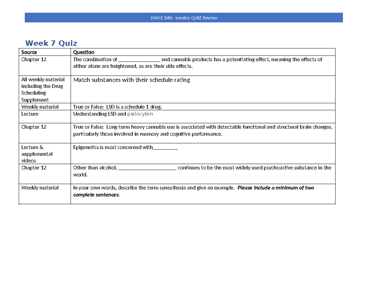 Weekly Quiz Review-Week 7 - Tagged - Week 7 Quiz Source Question ...