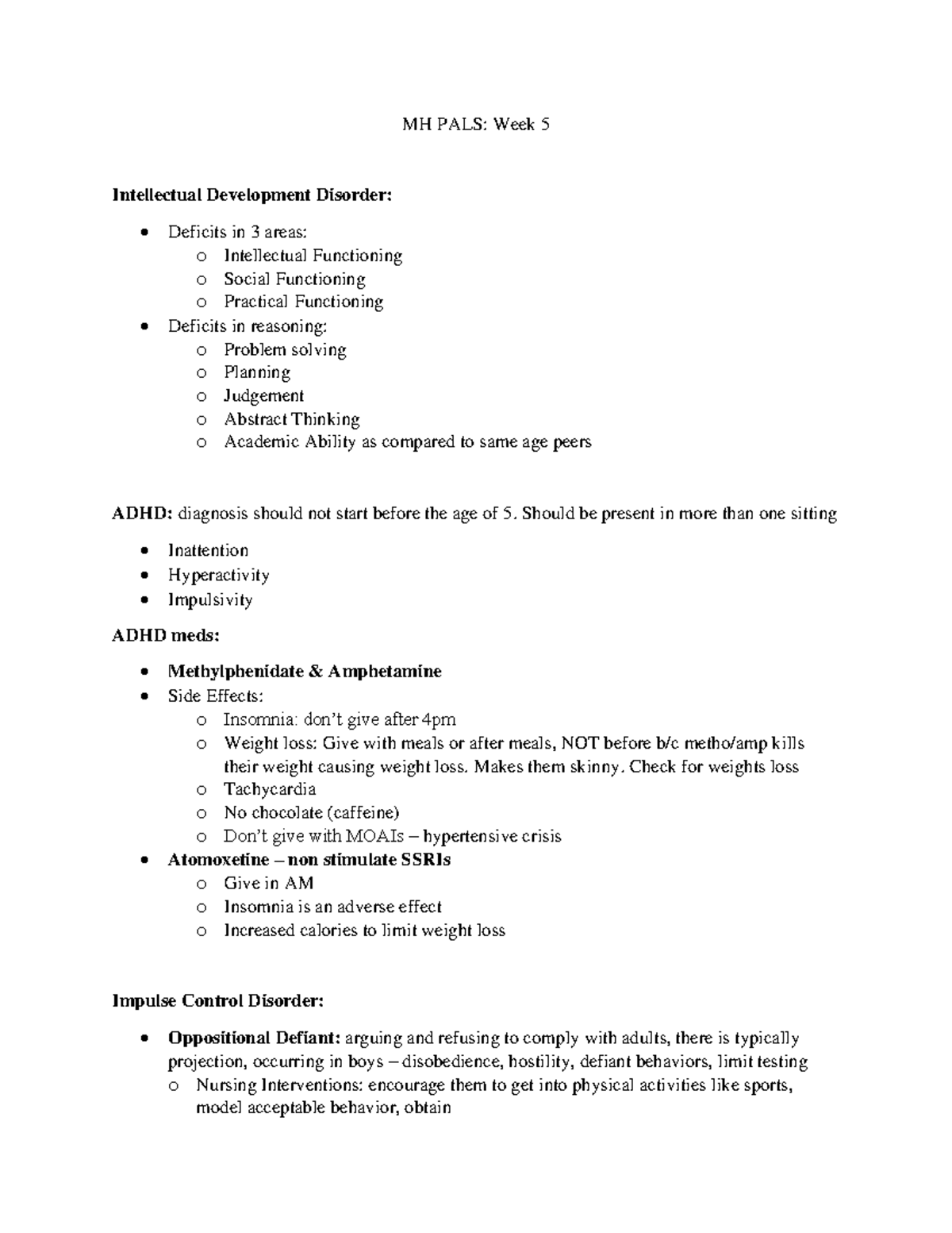 Document 9 - notes - MH PALS: Week 5 Intellectual Development Disorder ...