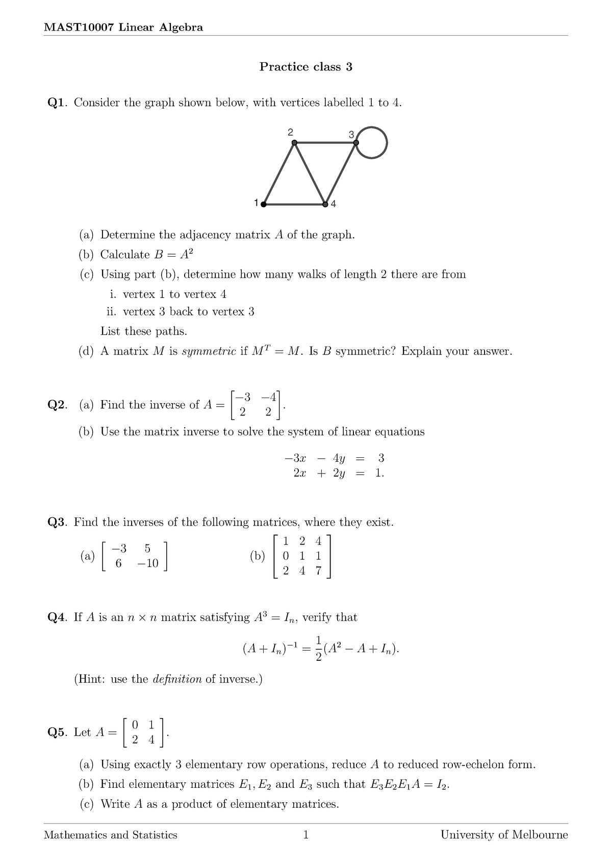 T03questions-1 - Tutorial Question - MAST10007 Linear Algebra Practice ...