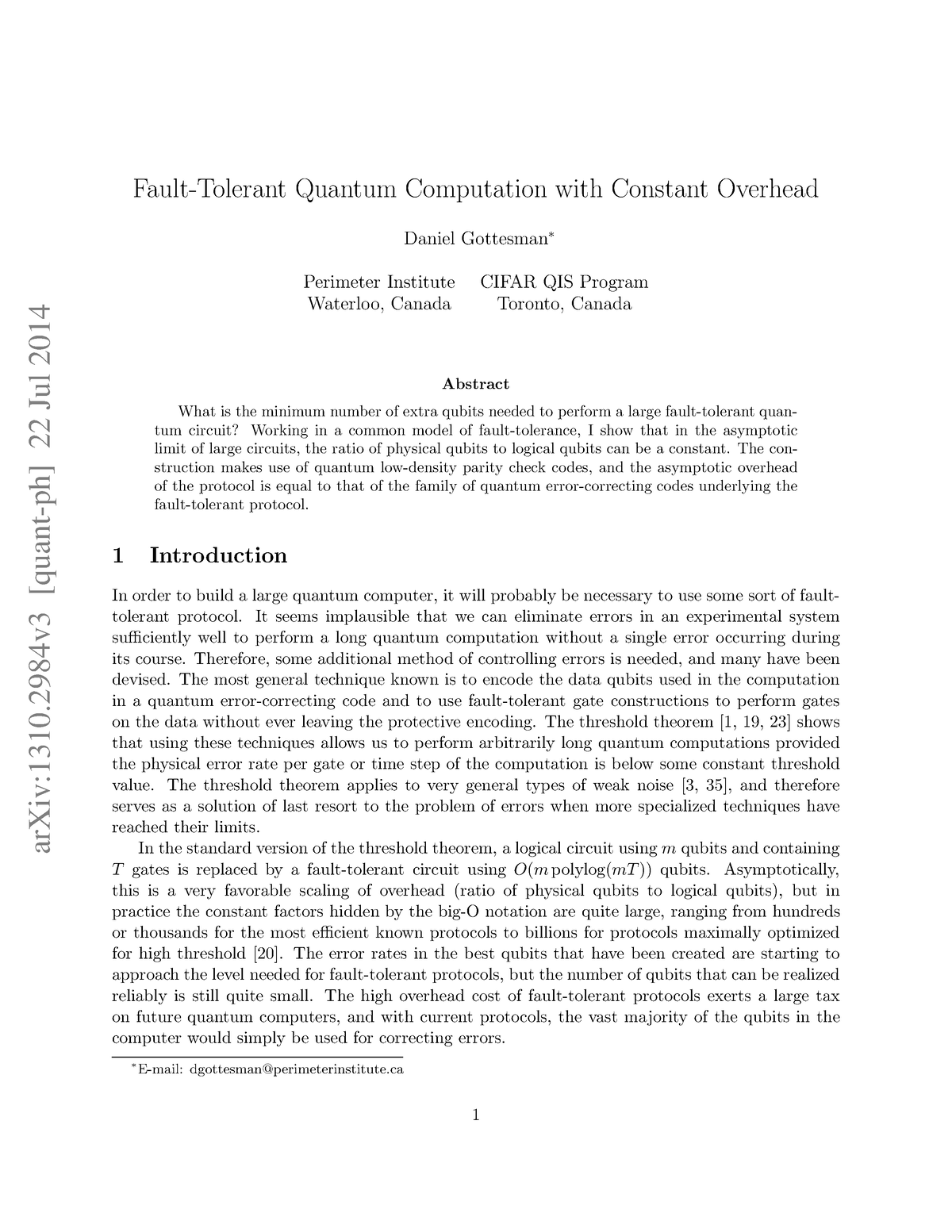 文献1 - 1532 - ArXiv:1310 [quant-ph] 22 Jul 2014 Fault-Tolerant Quantum ...