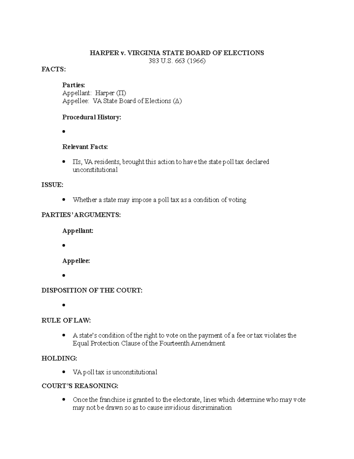 Harper v. Virginia State Board of Elections HARPER v. VIRGINIA STATE