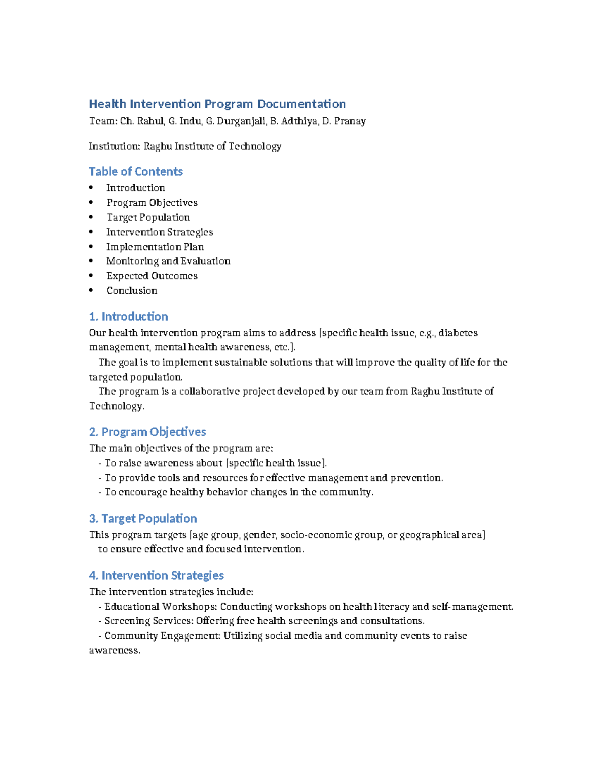 Health Intervention Program Documentation - Rahul, G. Indu, G ...