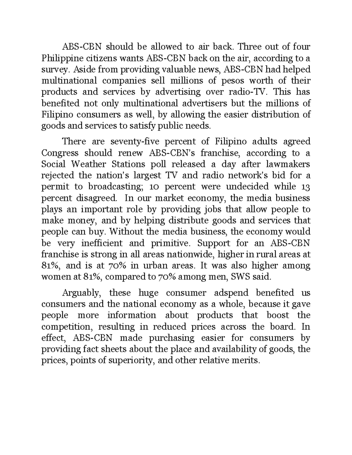 ABSCBN ABSCBN ABSCBN should be allowed to air back. Three out of