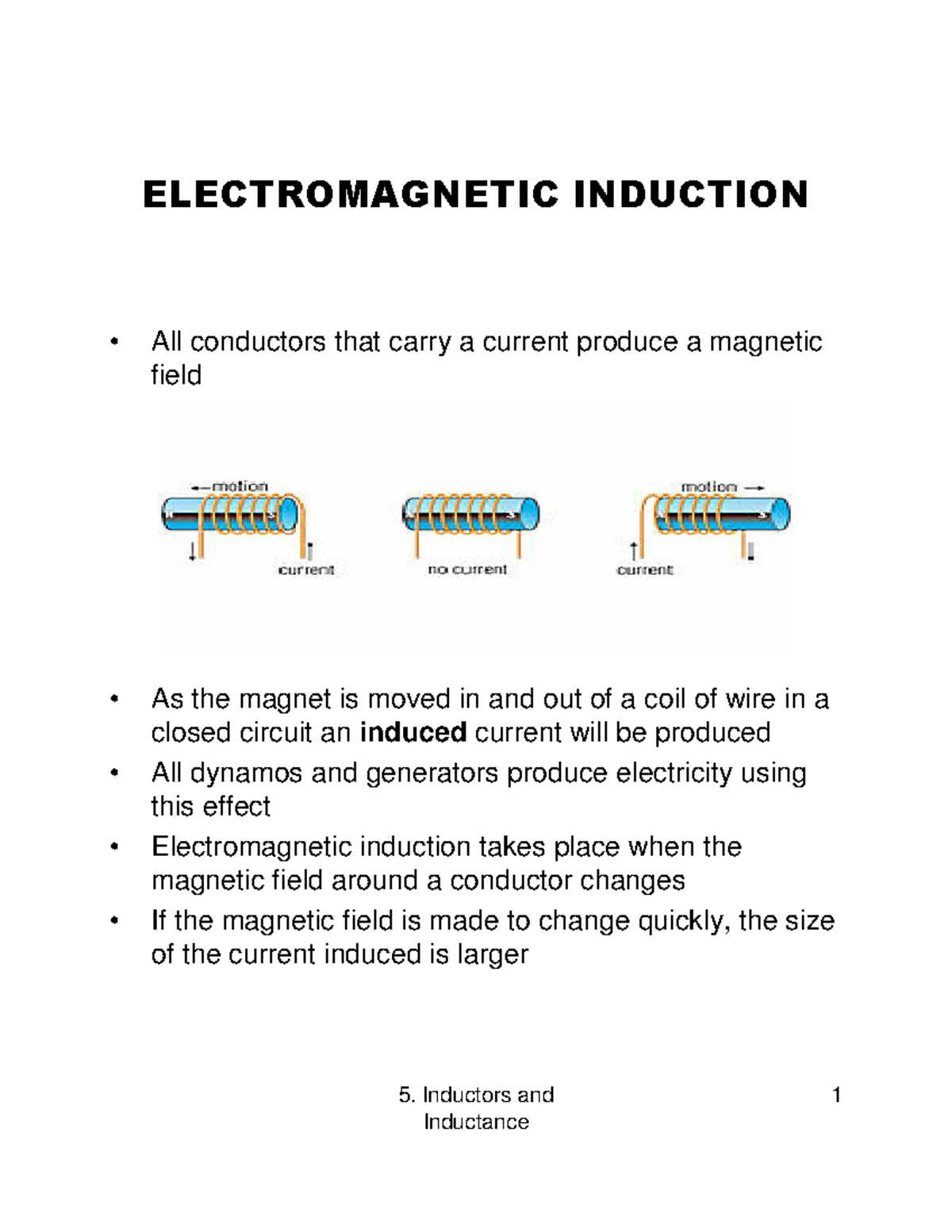 5 induc - Inductors and 1 All conductors that carry a current produce a ...