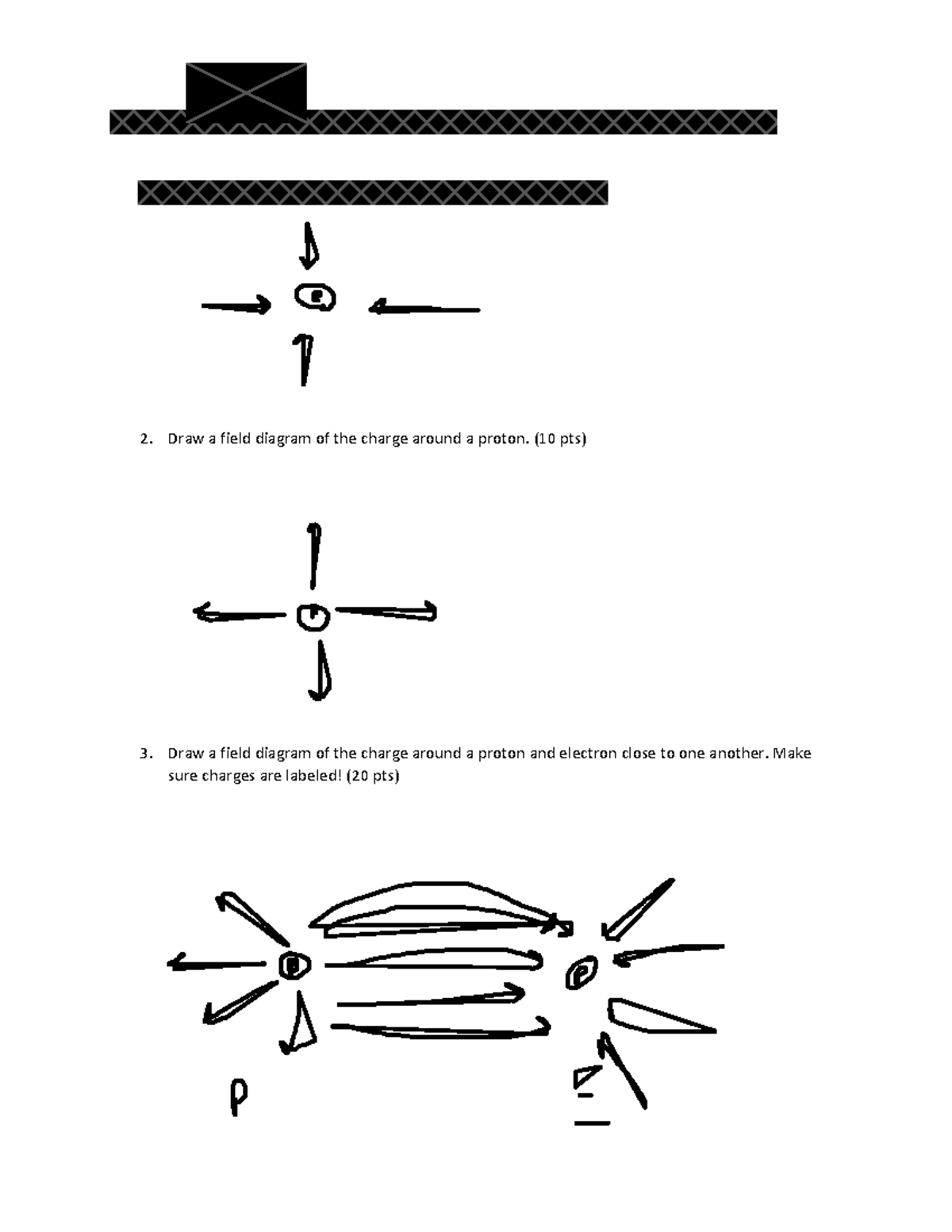 Electric fields practice - Draw a field diagram of the charge around a ...