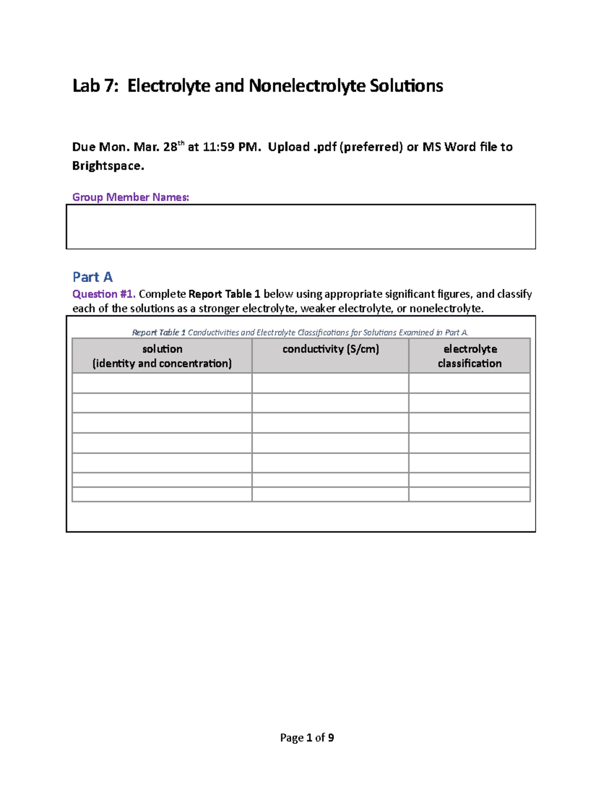 elect and nonelectr Lab 7 Electrolyte and Nonelectrolyte Solutions