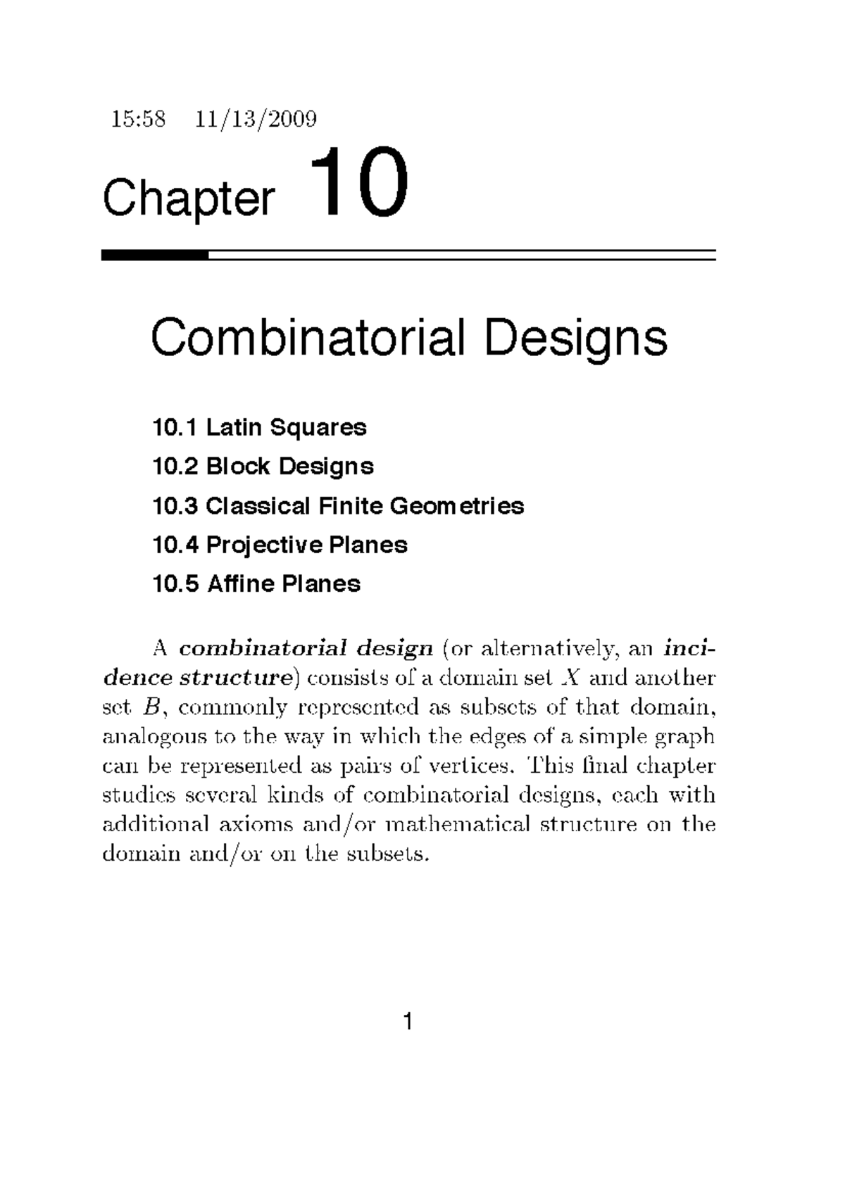 Latin Square notes Chapter 10 Combinatorial Designs 10 Latin Squares
