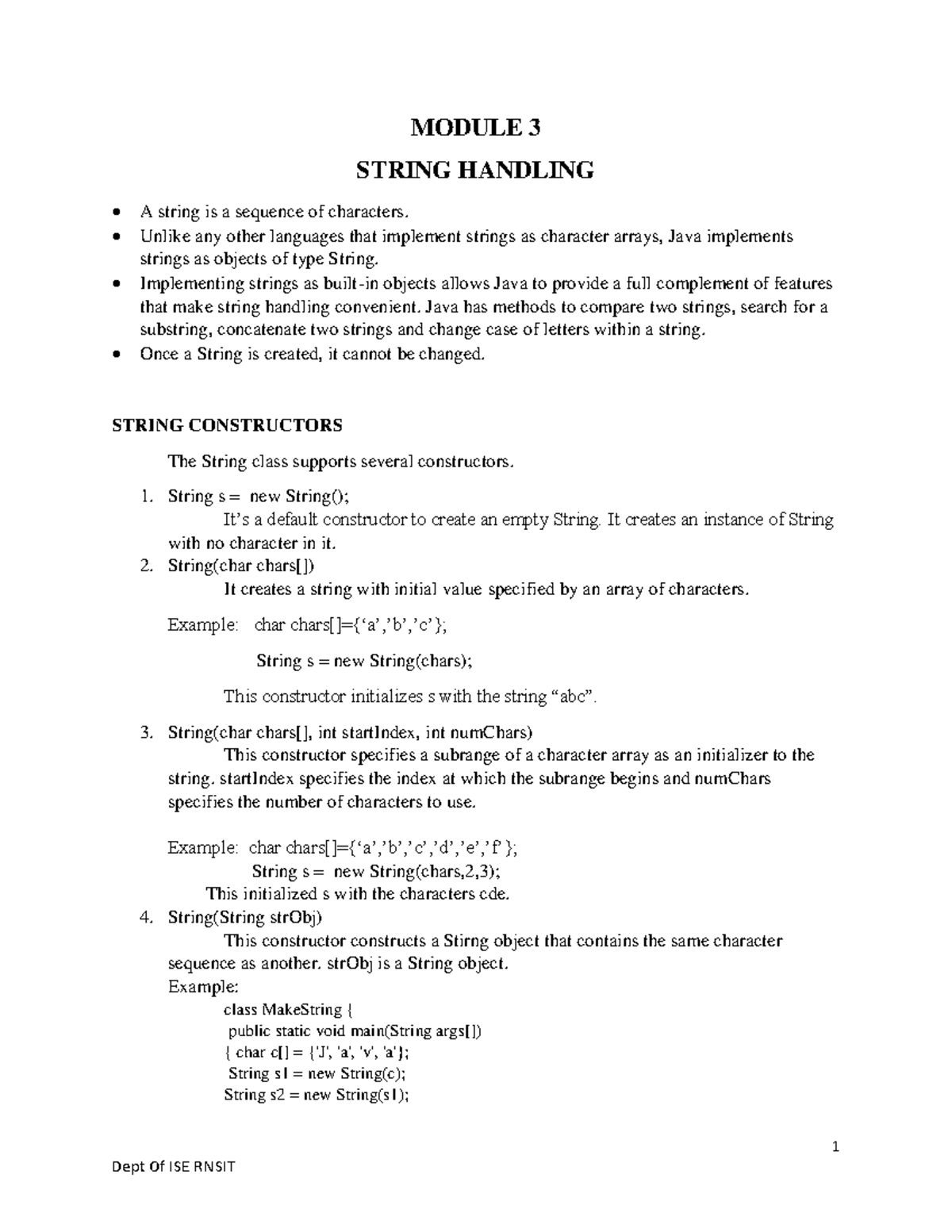 Module 3 - this is good - 1 MODULE 3 STRING HANDLING A string is a ...