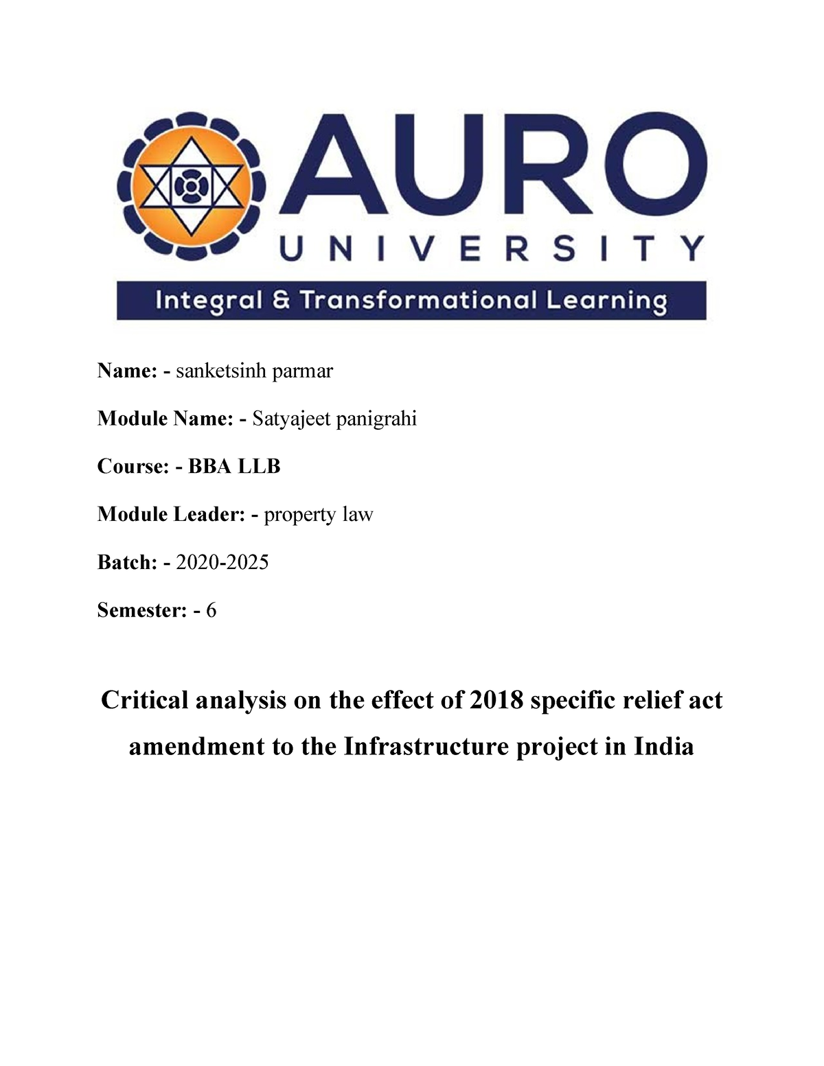 Critical analysis on the effect of 2018 specific relief act amendment