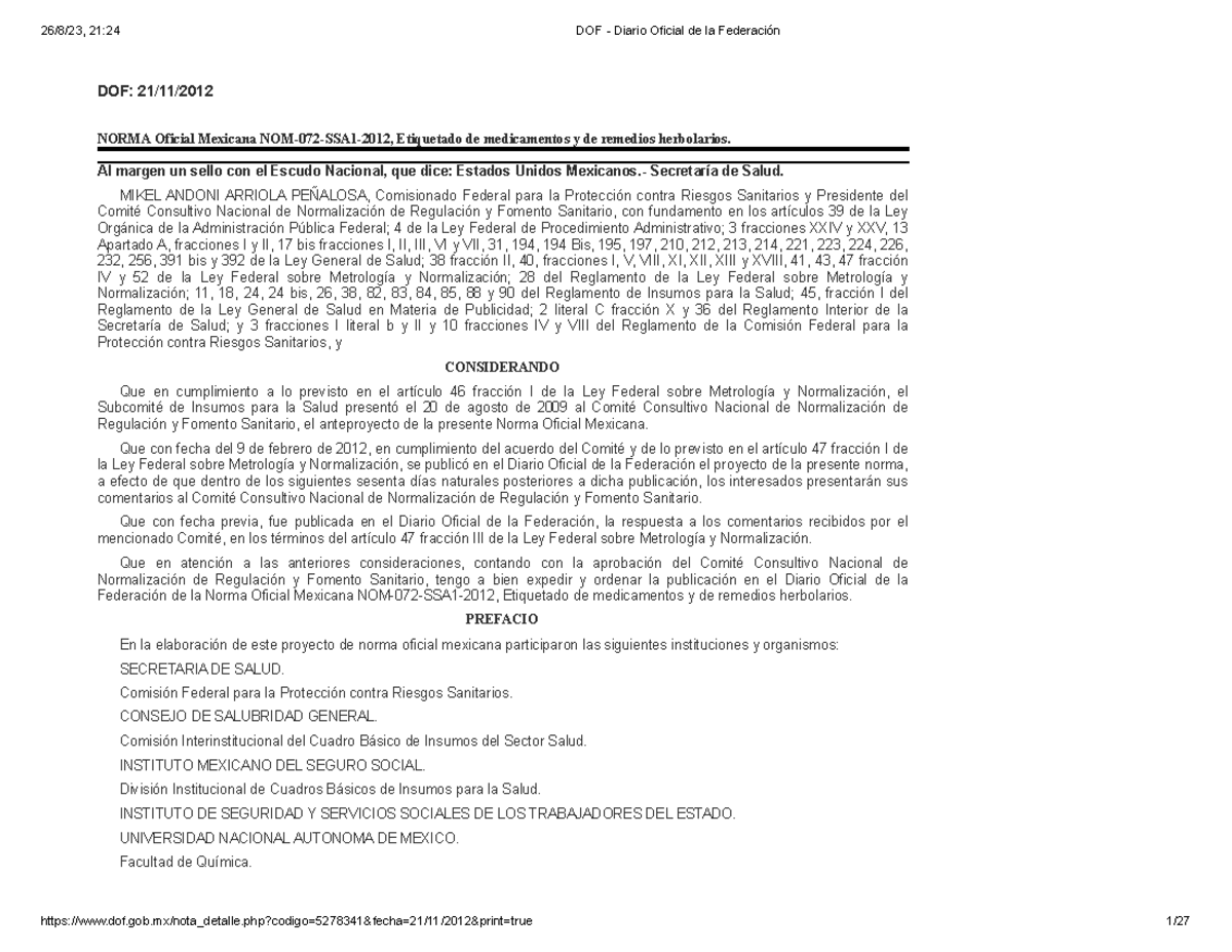 NOM-072-SSA1-2012 , Etiquetado de medicamentos y de remedios