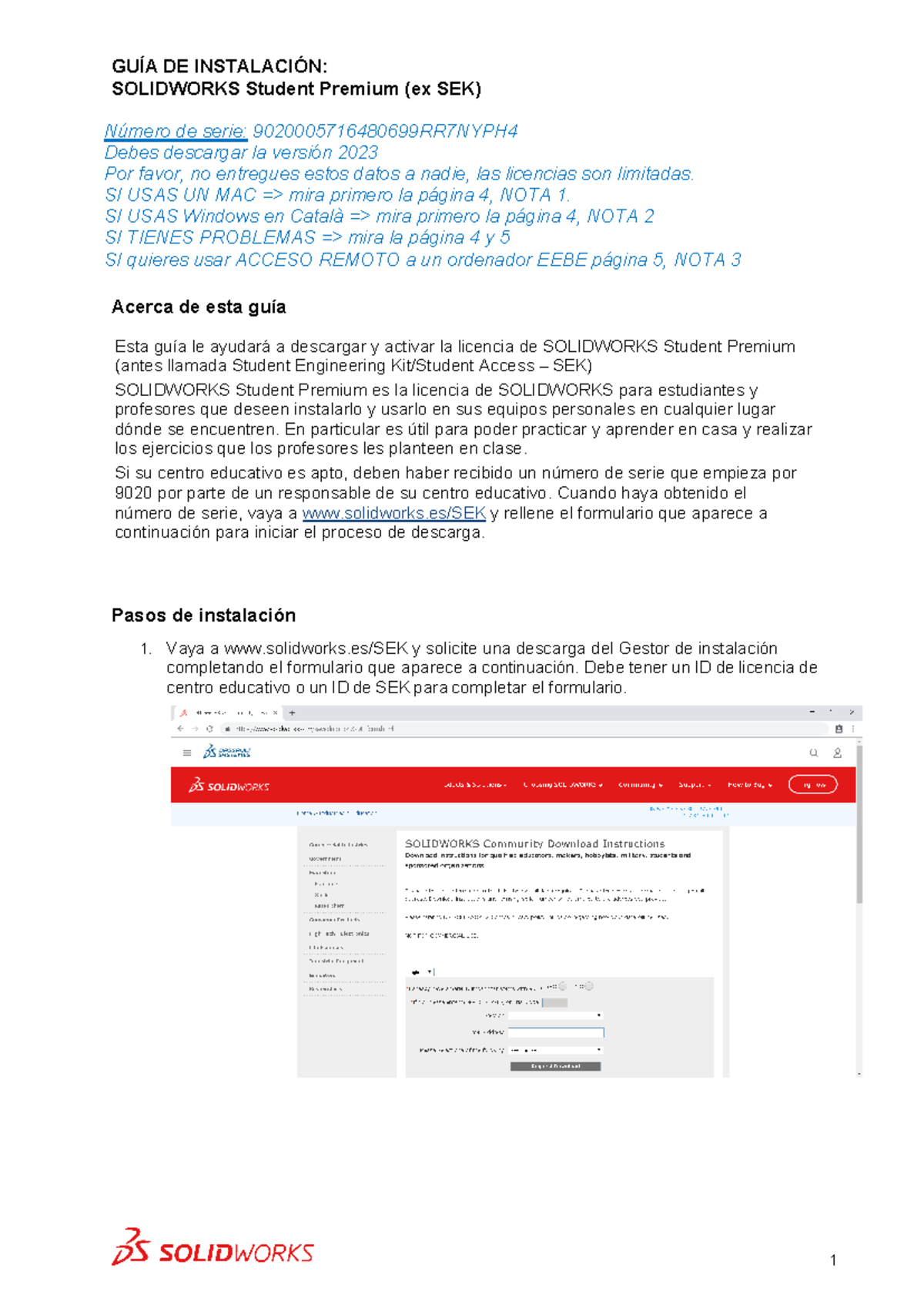 Guia Instalacion Solidworks 2023 - SOLIDWORKS Student Premium (ex SEK ...