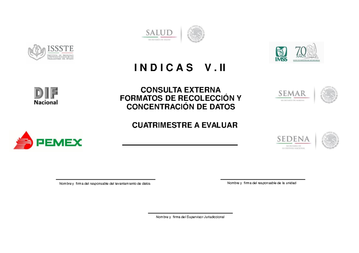 Cuadernillo DE Encuestas PARA Hospitales DE Segundo Nivel - I N D I C A