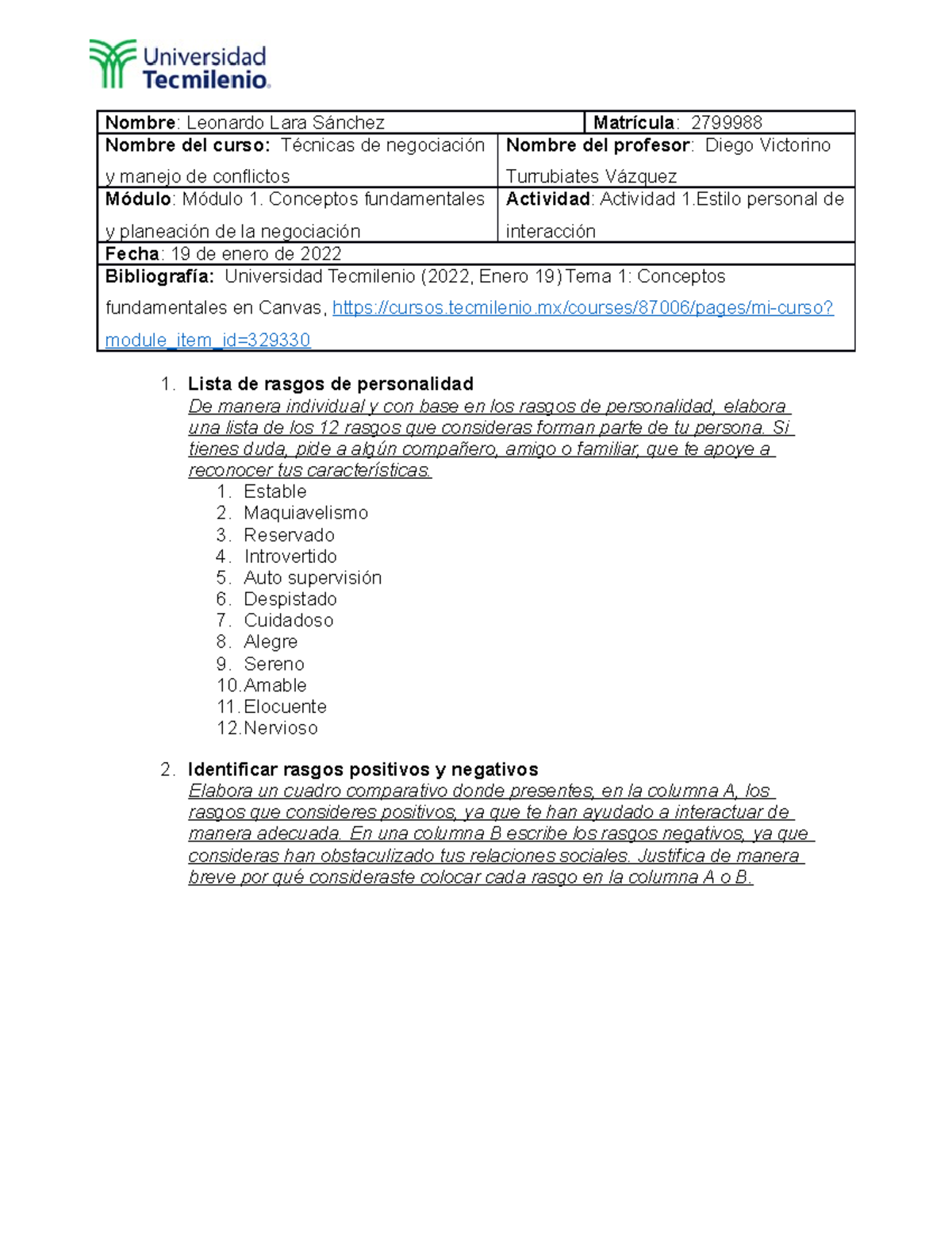 Actividad 1 Técnicas De Negociación Y Manejo De Conflictos - Nombre ...