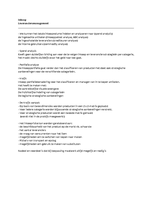 Samenvatting Inkoopmanagement - Inkoop Management Hoofdstuk 1 Inkoop ...