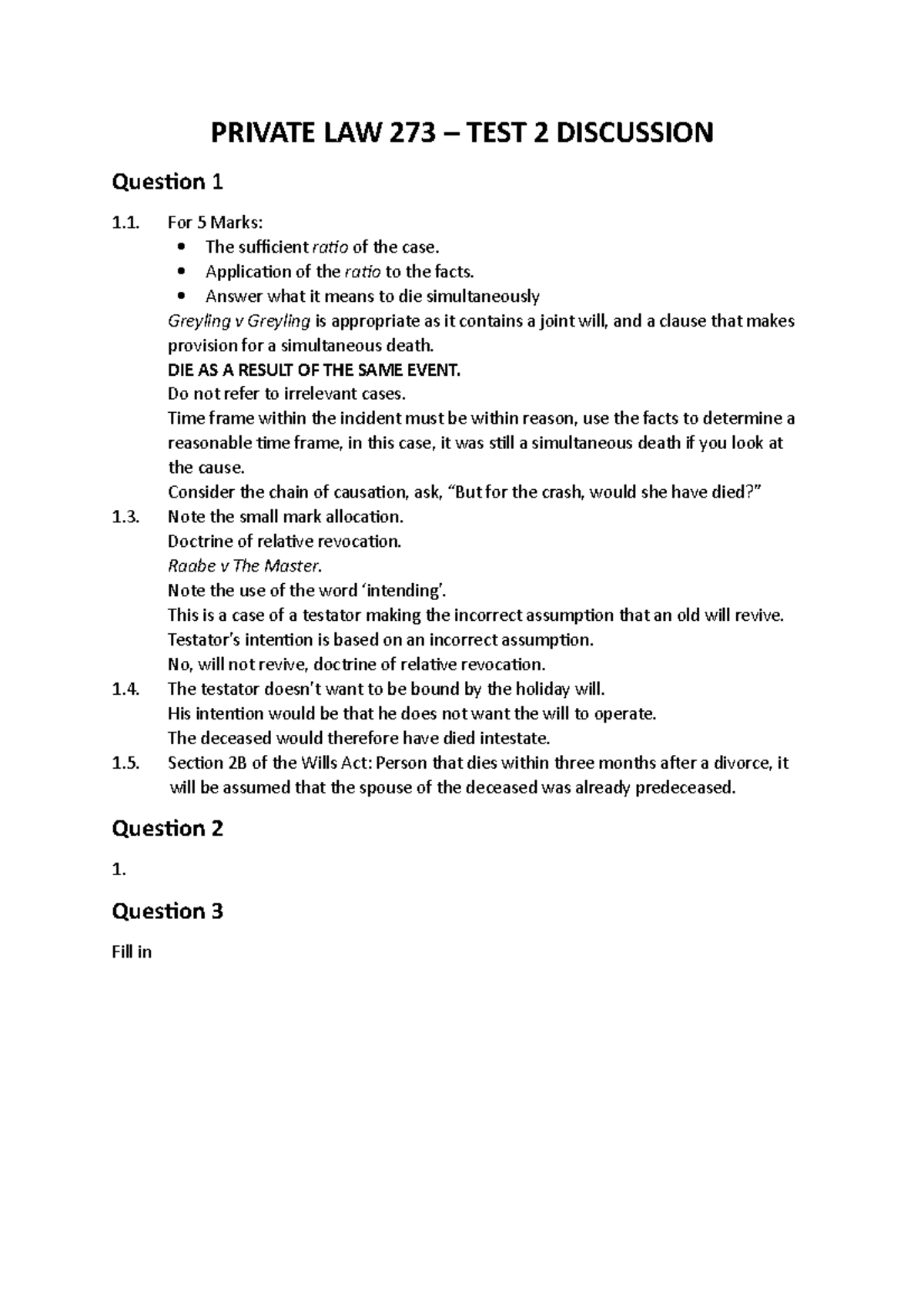 Private LAW 273 - TEST 2 Discussion - PRIVATE LAW 273 – TEST 2 ...