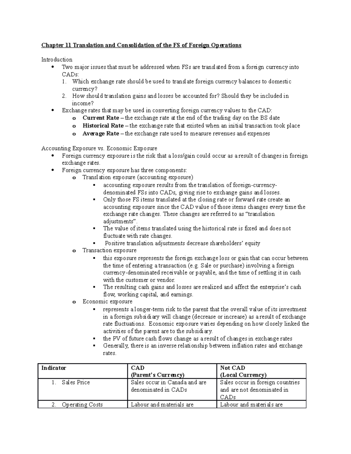 Chapter 11 Translation and Consolidation of the FS of Foreign ...