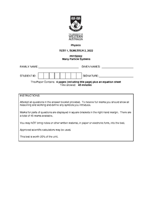 MPS - practice problems - . SCHOOL OF PHYSICS PHYS2002 - The Physics of ...