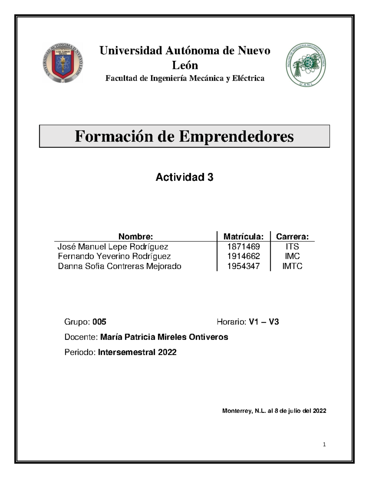 Actividad 3.3 Equipo 3 - Universidad Autónoma de Nuevo León Facultad de ...