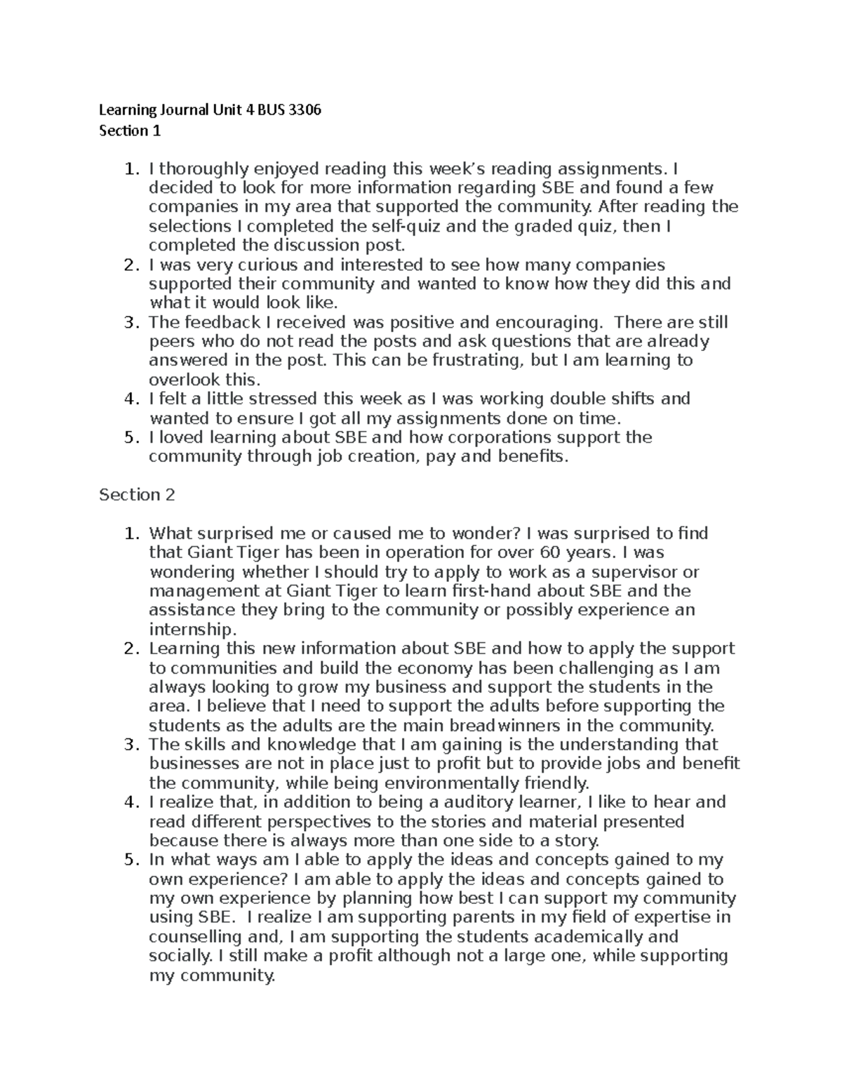 Learning Journal Unit 4 Bus 3306 Learning Journal Unit 4 Bus 3306 Section 1 I Thoroughly 8065