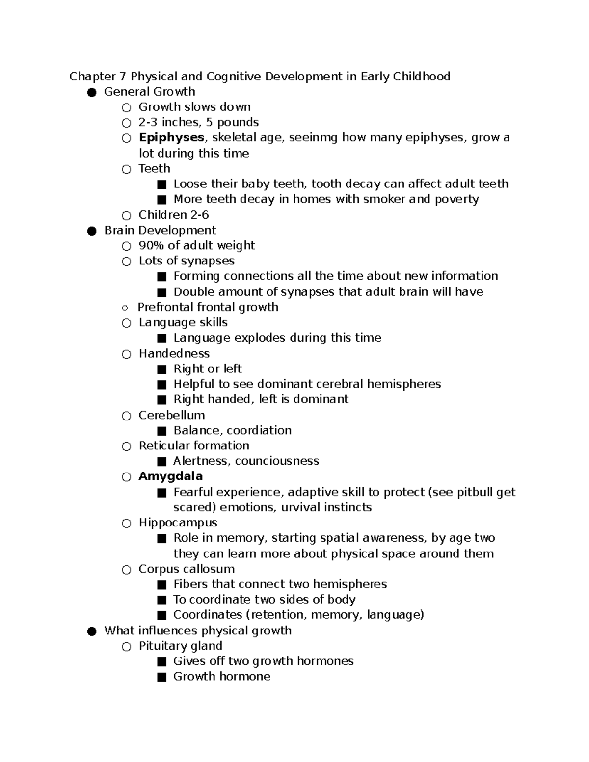 Exam 2 Notes - Chapter 7 Physical And Cognitive Development In Early ...