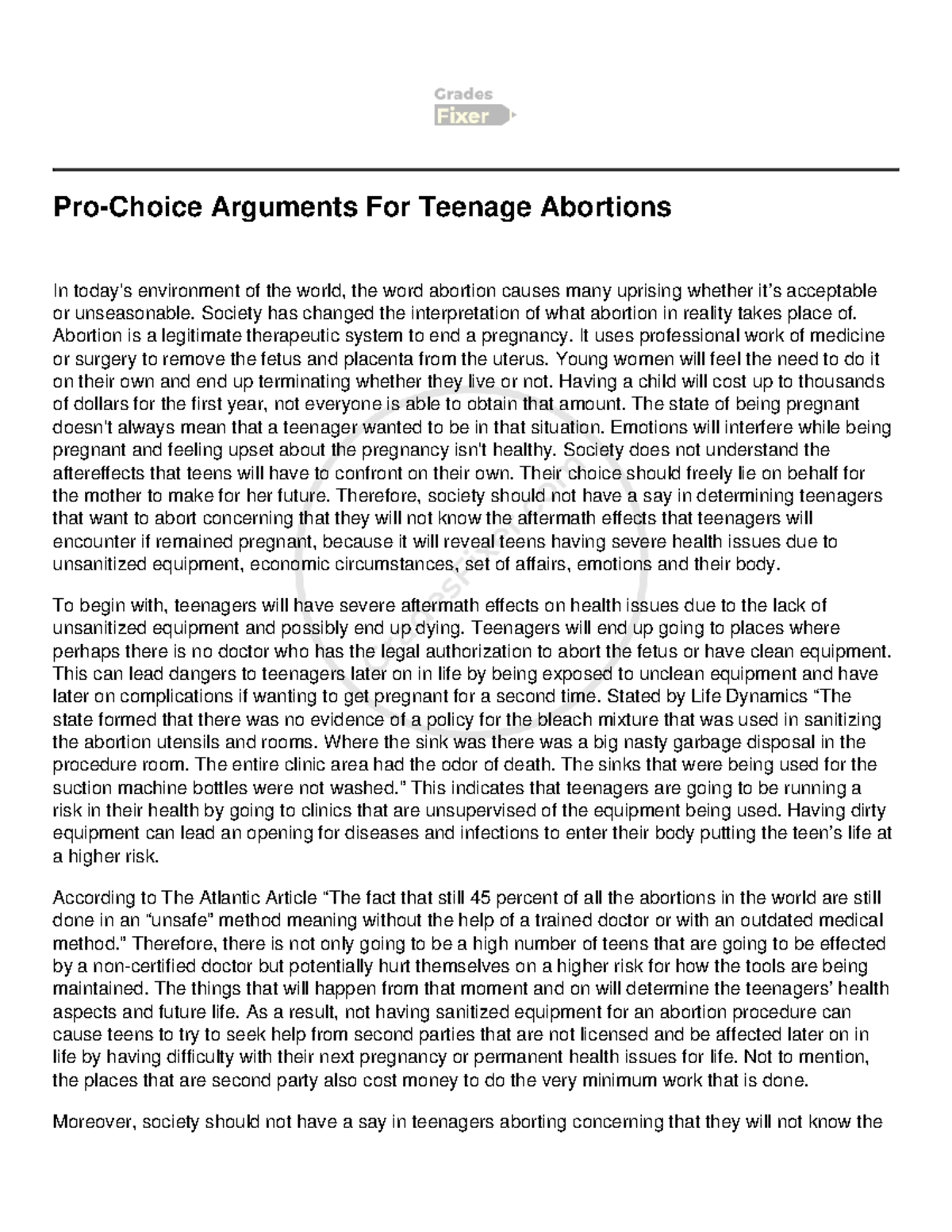 Pro-Choice Arguments For Teenage Abortions - Society has changed the ...
