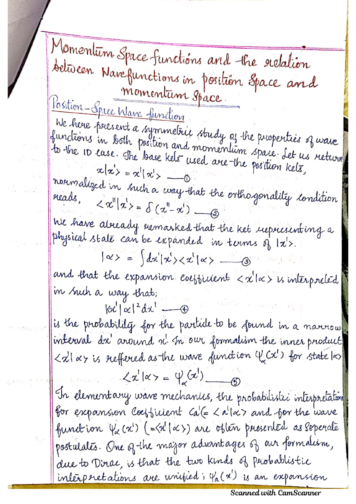 Position - space wave functions - Advanced Quantum Mechanics - Studocu