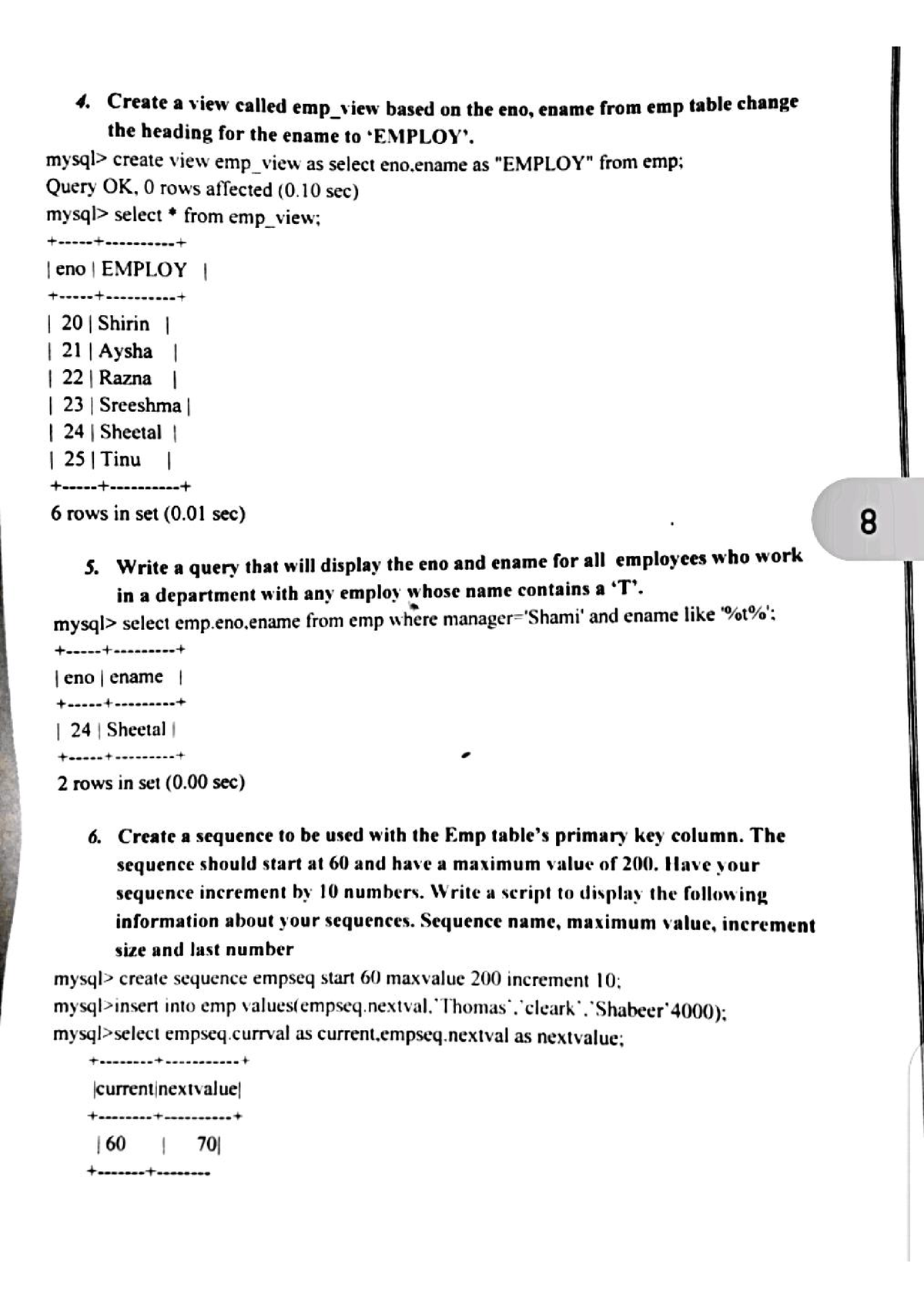 Sql Kannur University 4th Sem Coding Notes 9 - Data Base Management 