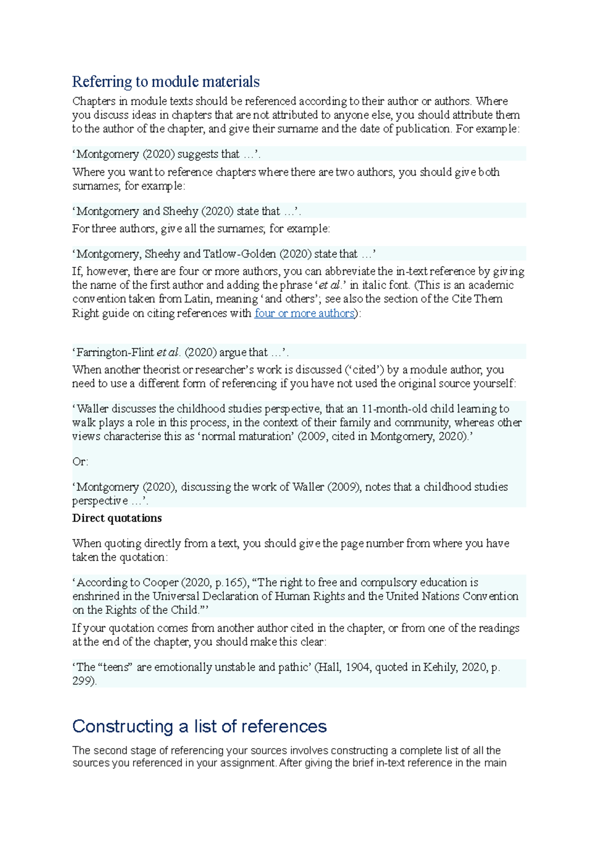 Referring to module materials Referring to module materials Chapters