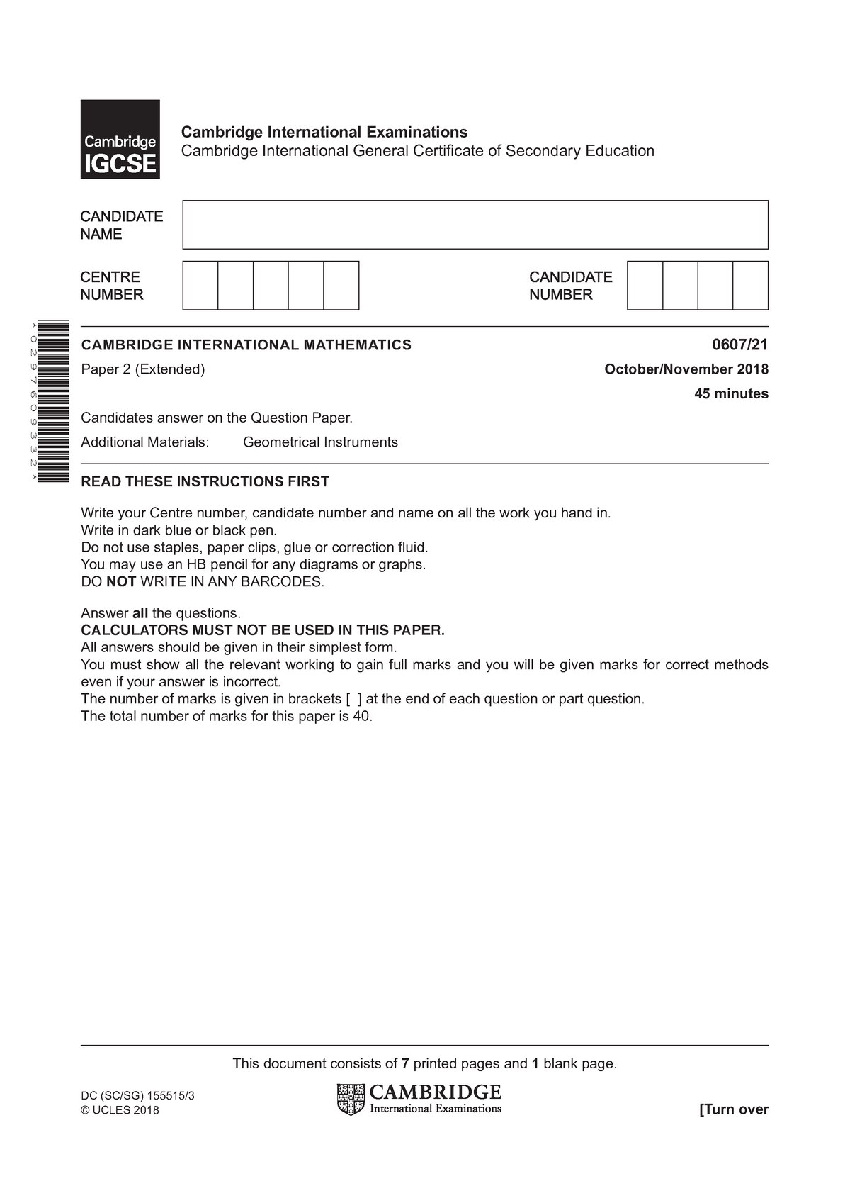 paper 2 igcse maths extended