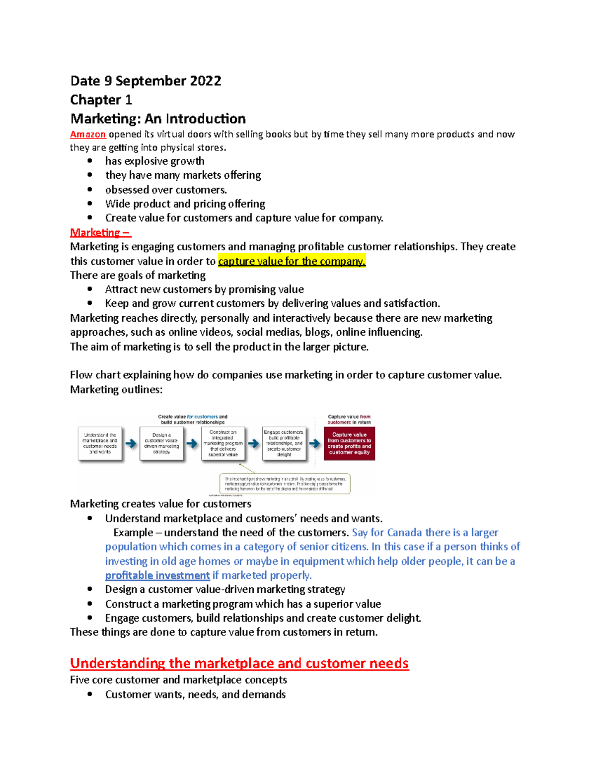 Chapter 1 Week 1 - Detailed Notes For Marketing - Date 9 September 2022 ...