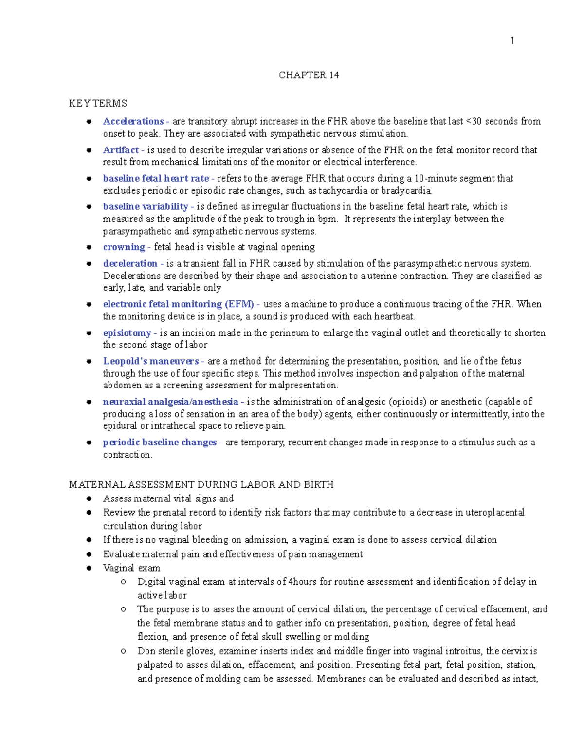 Ch. 14 review women notes - CHAPTER 14 KEY TERMS Accelerations - are ...