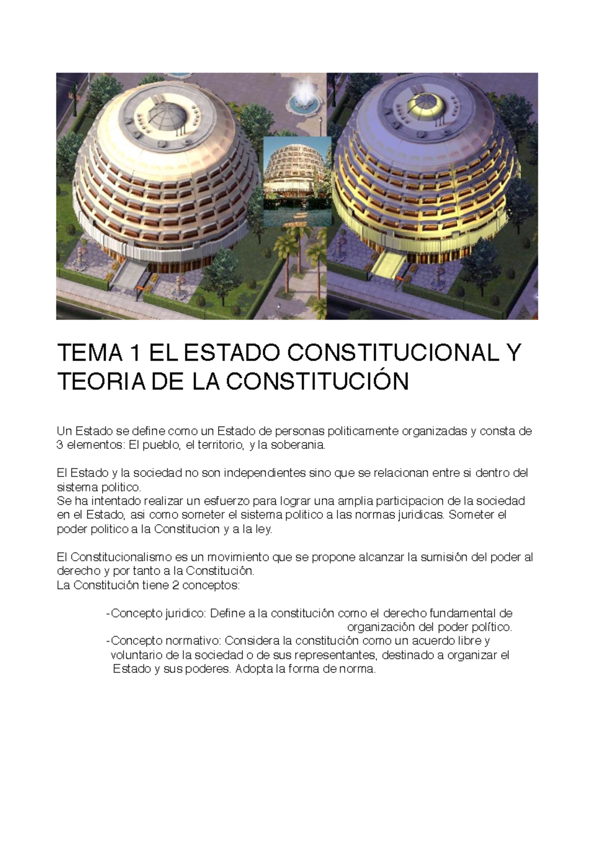 Derecho constitucional I - TEMA 1 EL ESTADO CONSTITUCIONAL Y TEORIA DE ...